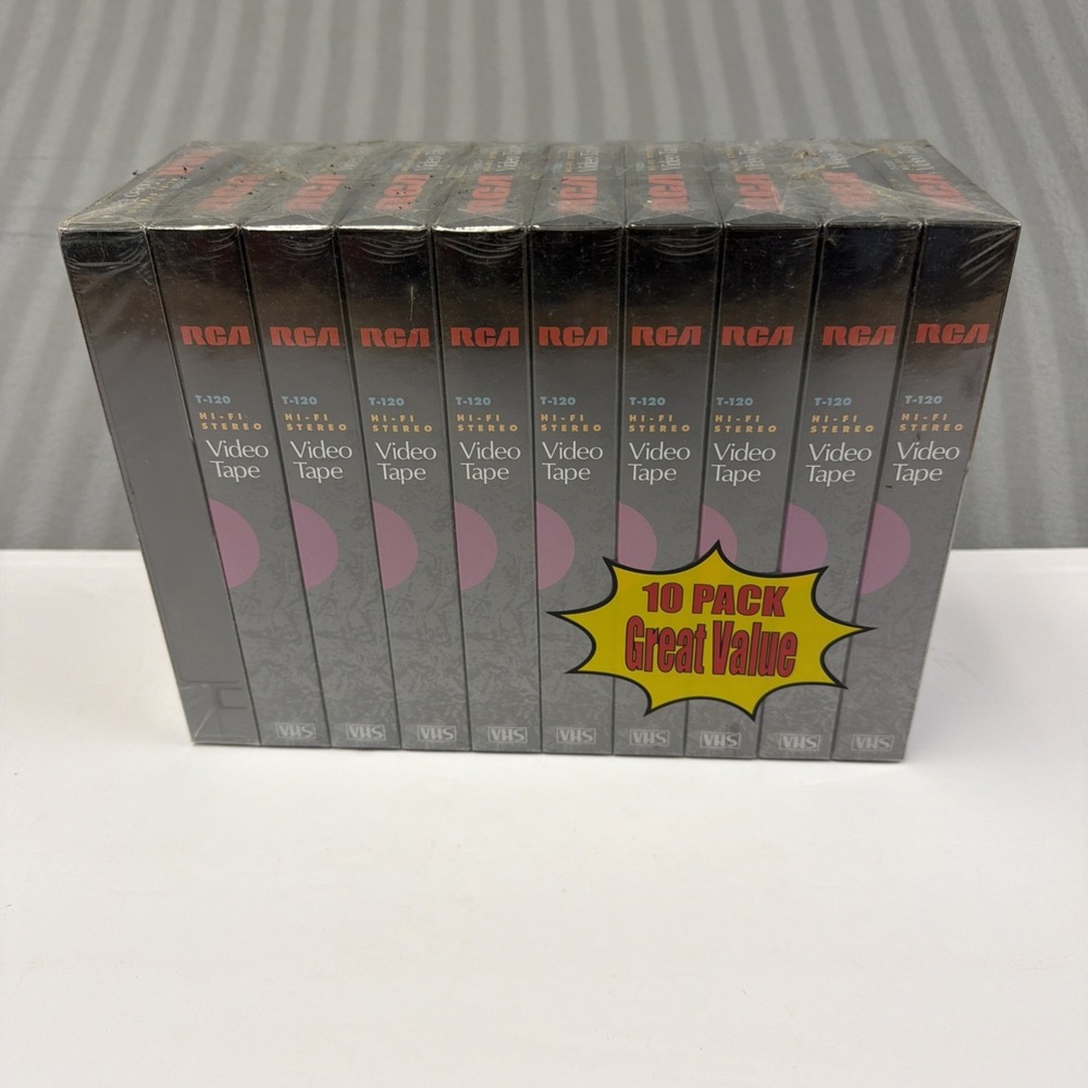 RCA VHS TAPES 10 PACK BRAND NEW T-120 6 Hour Premium Hi-Fi Stereo Sealed